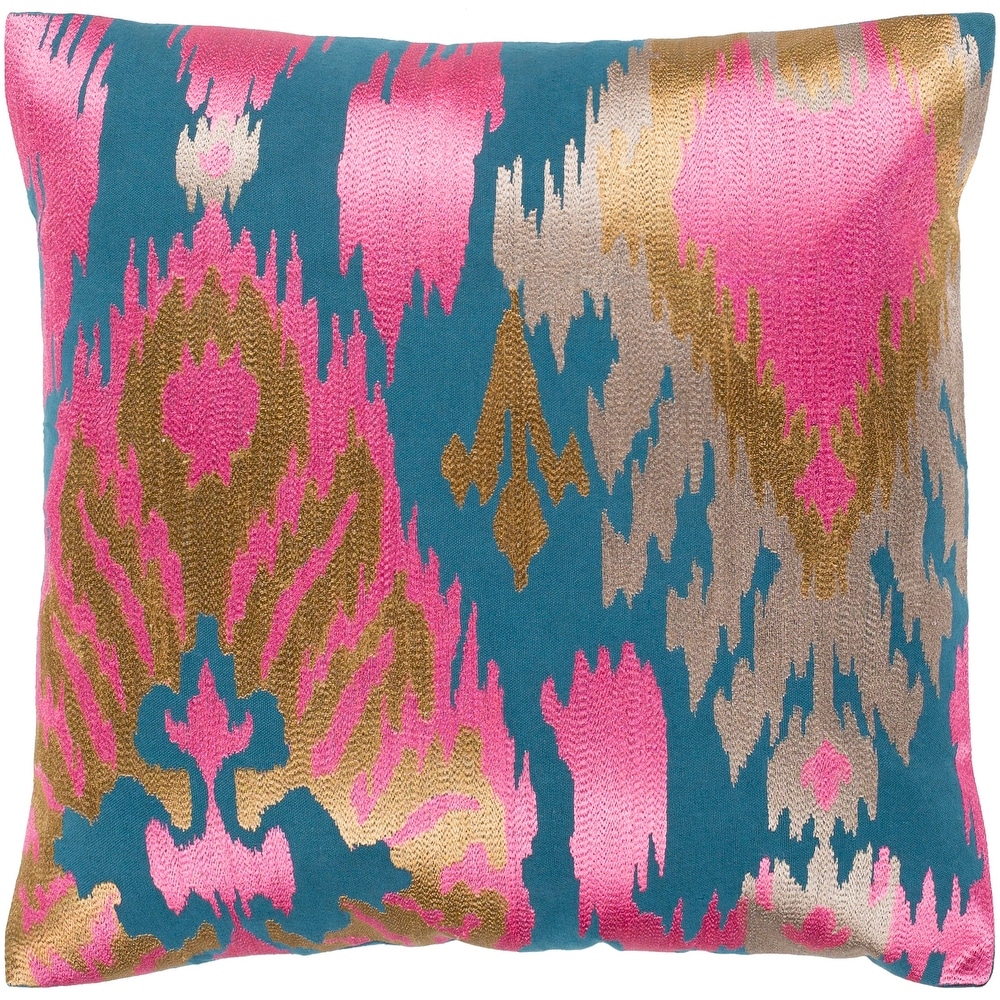 The Pillow Collection Set of 2 18 x 18 Down Filled Eitan Ikat Throw Pillows Aqua/Cocoa 2 Piece The Pillow Collection Set of 2 18 x 18 Down Filled Eitan Ikat Throw Pillows Aqua/Cocoa 2 Piece